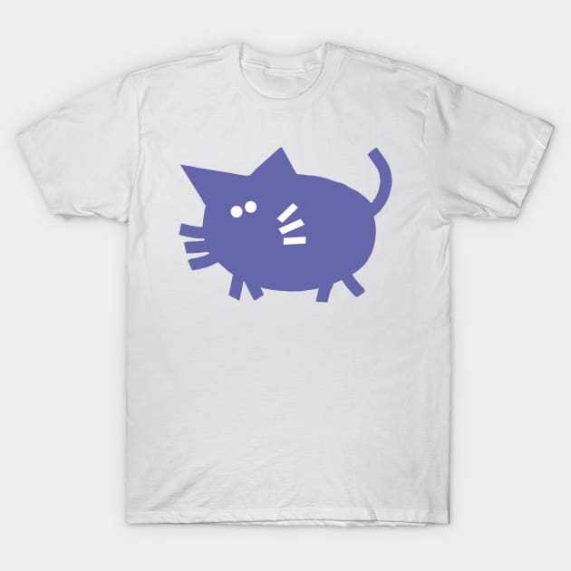 Mysterious Periwinkle Blue Chonk Kitty Cat T-Shirt by ellenhenryart